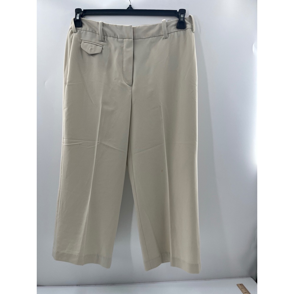 Sandro Sportswear Beige Wide‎ Leg Trousers Size 6 Tan Cropped Professional Pants